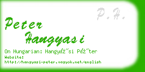 peter hangyasi business card